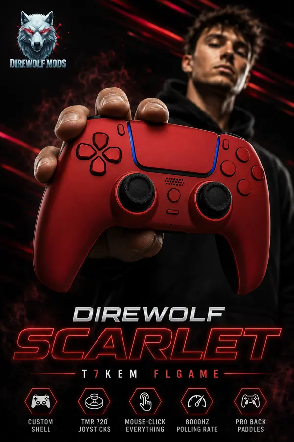 DIREWOLF SCARLET Custom PS5 Controller